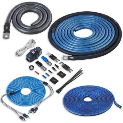NVX XKIT02 100% OFC Copper 1/0 Gauge Car Amplifier Install Kit w/ 2-Ch RCA