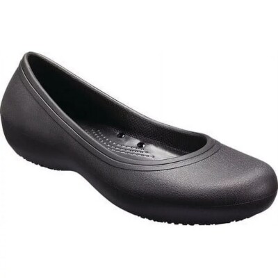 Crocs At Work Iconic Comfort Ballet Flats Black Slip On Shoes Women's Size 8
