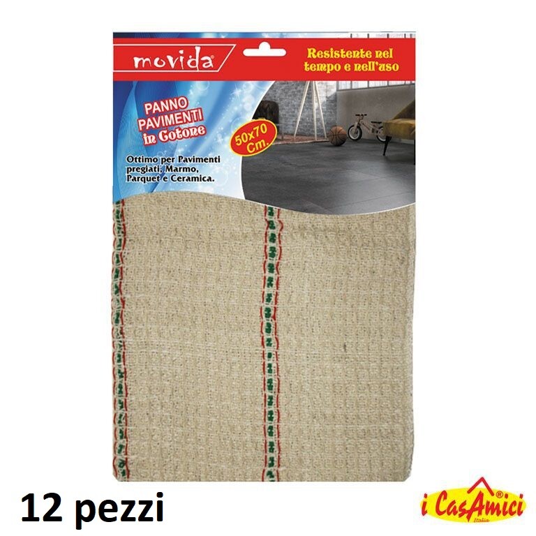 Set 12 Pezzi Panno Cotone Morbidi Pavimenti Pulire Parquet Marmo 50x70cm dfh