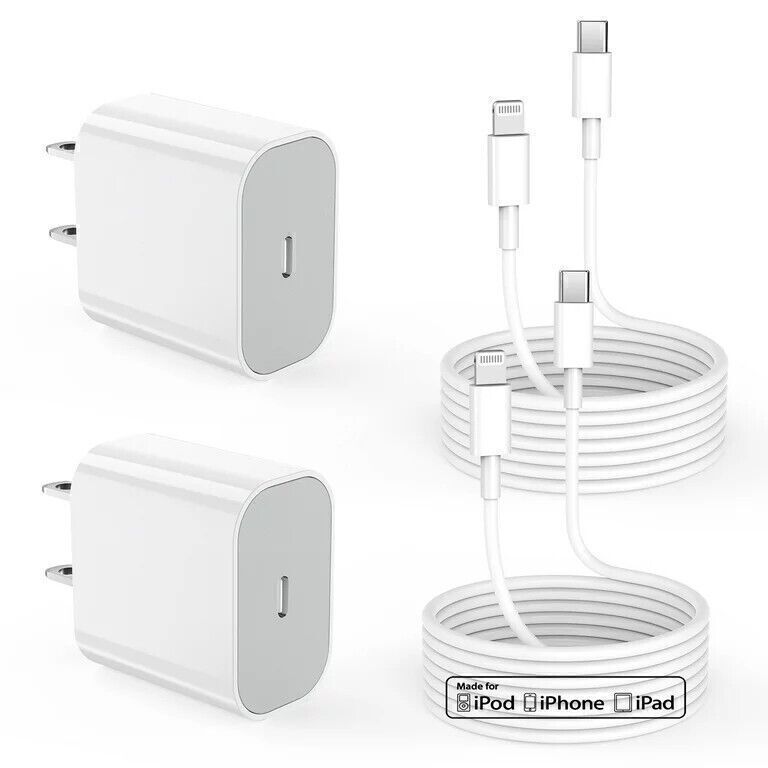 2PCS 20W Changer with 2-Pack 6ft Fast Charger Compatible For