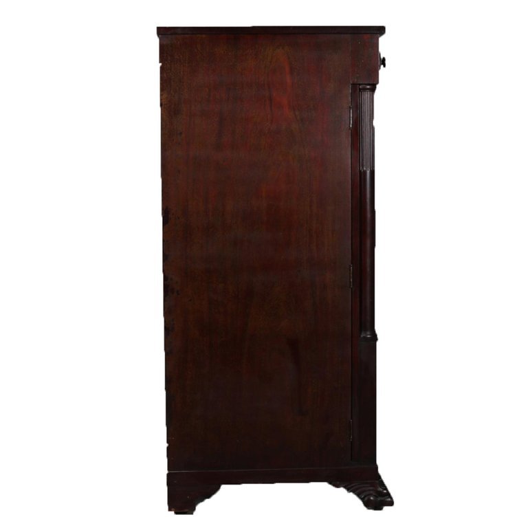 Antique American Empire Carved Mahogany Gentleman's Wardrobe, circa 1910