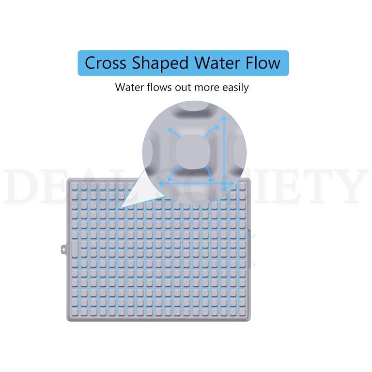 Self Draining Silicone Non Slip Dish Drainer Drying Mat Heat Resistant - 2 Pack