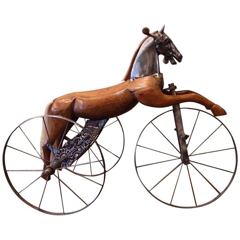 Antique French Velocipede Toy Horse Tricycle eBay