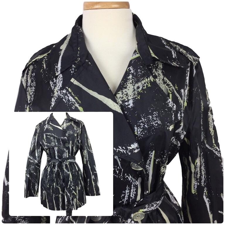 Womens Size Medium Thin Black Green Gray Belted