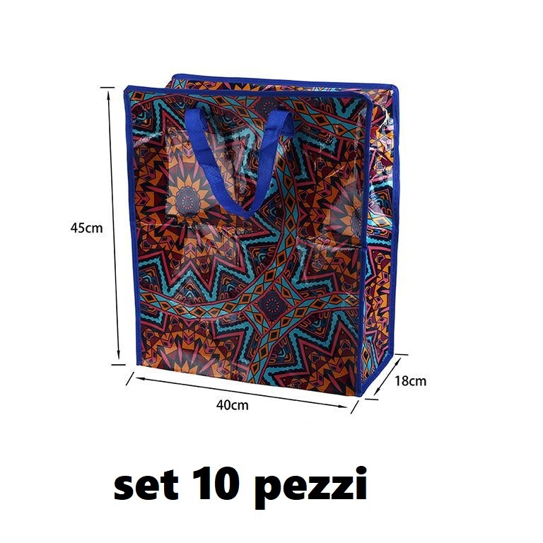 Set 10 Pezzi Buste Borse Per La Spesa Shopping Bag Shopper 40x45x18cm hmj