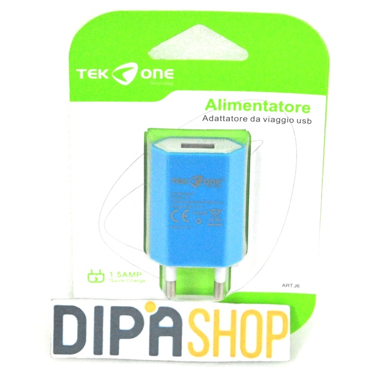 Adattatore Alimentatore Da Rete TeKone J6 Caricabatteria Usb 1.5A Blu hsb