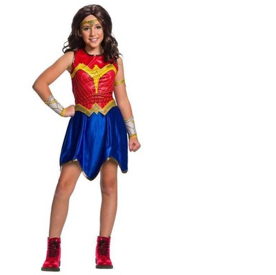 Girls Wonder Woman DC Comics WW84 1984 Dress 6 Pc Halloween Costume-sz 4/6