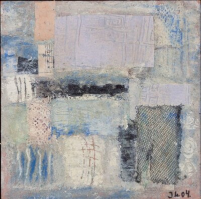 Jette Lindberg. Mixed media on board. Abstract composition. 21st C.