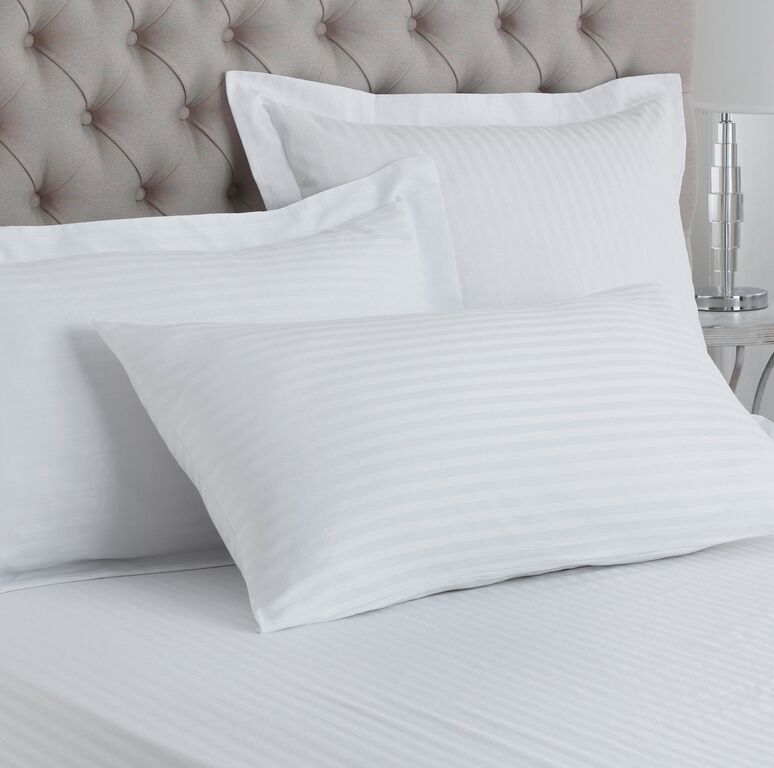 CONTINENTAL PILLOW CASES 100 EGYPTIAN COTTON SATIN STRIPE TC 250 WHITE