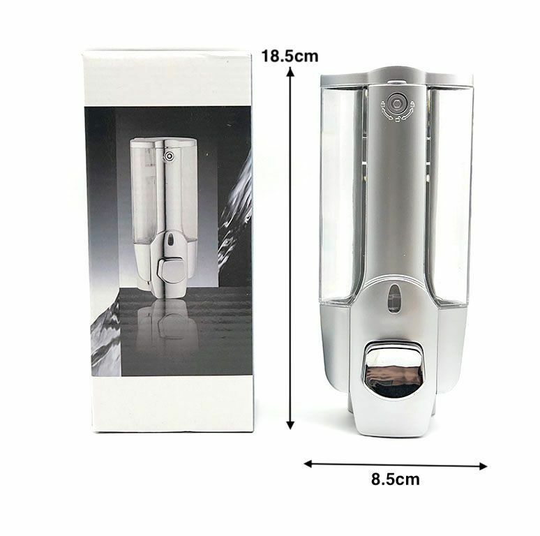 Dispenser Porta Sapone Liquido Dosatore Grigio Bagno Parete Doccia 350ml hmj