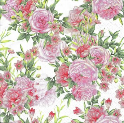 Lot de 2 Serviettes en papier Roses Fleurs Decoupage Collage Decopatch
