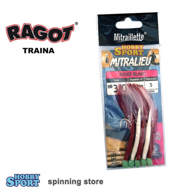 RAGOT MITRAILLETTE MITRALIEU AMO 3/0 ROUGE BLANC MARE PICCOLA TRAINA