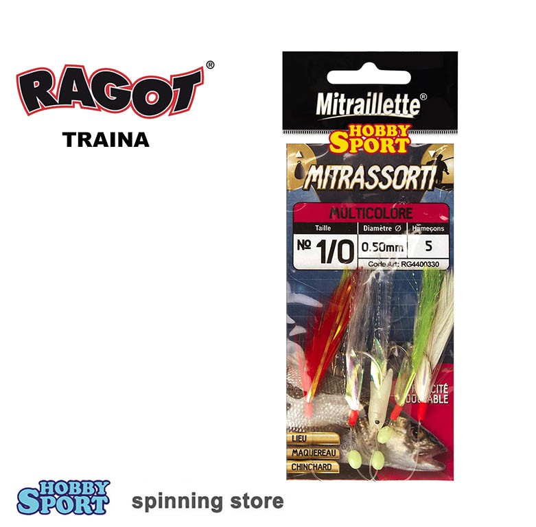 RAGOT MITRAILLETTE MITRASSORTI 5 AMI SIZE 1/0 MULTICOLORE MARE PICCOLA TRAINA