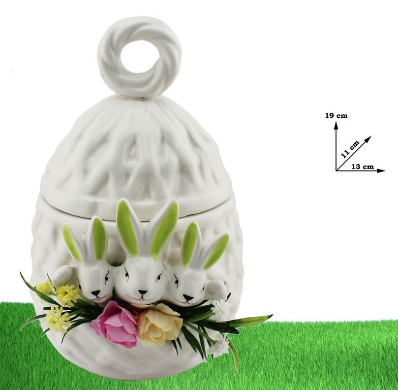 Contenitore Con Coperchio In Ceramica Colorata Decorazione Pasquale Pasqua dfh