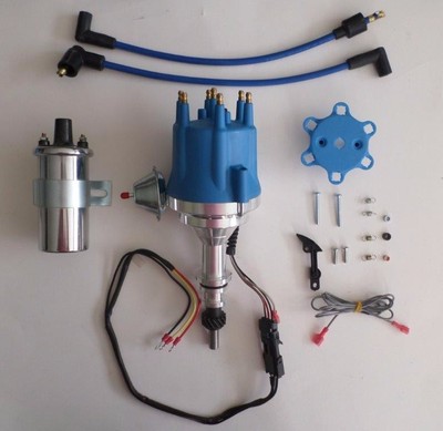 small cap FORD INLINE 6 170-200-250 PRO SERIES Blue HEI Distributor+Chrome Coil 