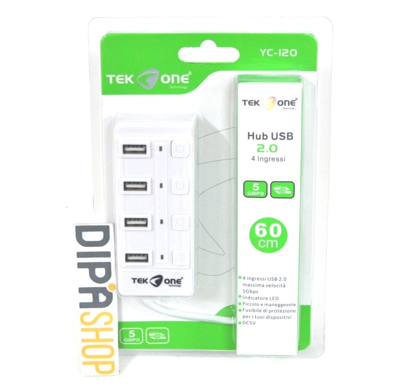Hub Usb 2.0 TeKone YC-120 4 Ingressi 5Gbps Sdoppiatore Interruttore Pc hsb