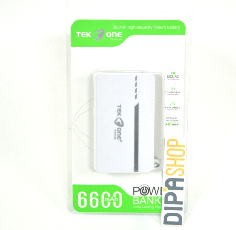 Batteria Esterna Power Bank Portatile TekOne 6600mah Smartphone Tablet Silve hsb