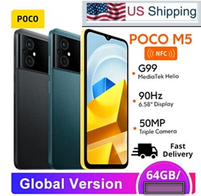 New&Unlocked  Xiaomi POCO M5 4G BLACK 4GB+64GB Dual SIM Android Cell Phone