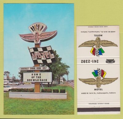 Matchbook Postcard Combo - Indianapolis Motor Speedway Hotel IN 500