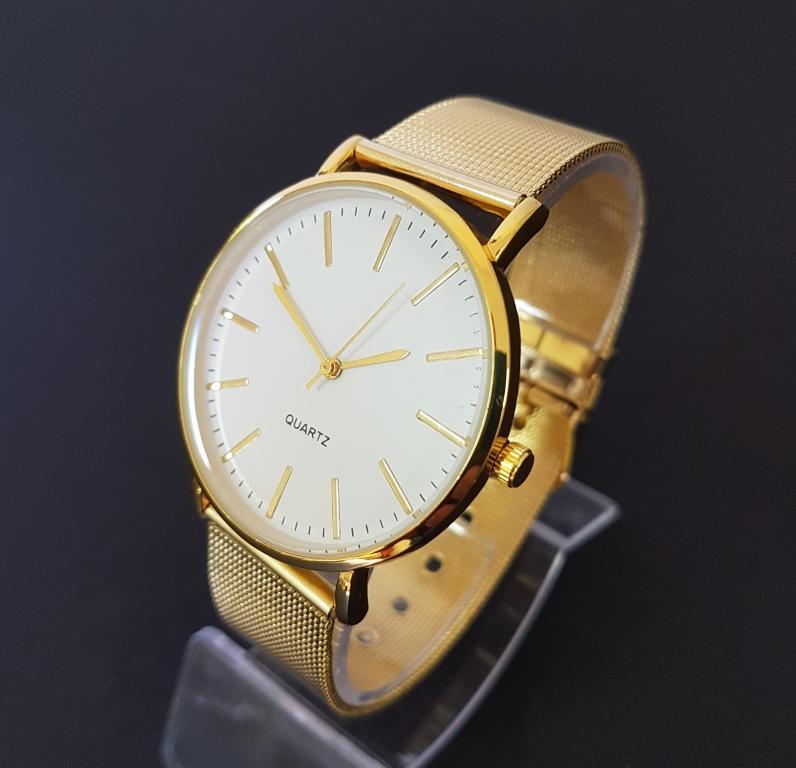 Orologio Da Polso Uomo Analogico Quarzo Moderno Fashion Casual Colore Oro lac