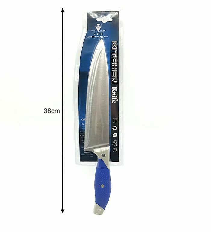 Coltello Da Cuoco Cucina Lama Acciaio Inox Manico Grip Antiscivolo hmj