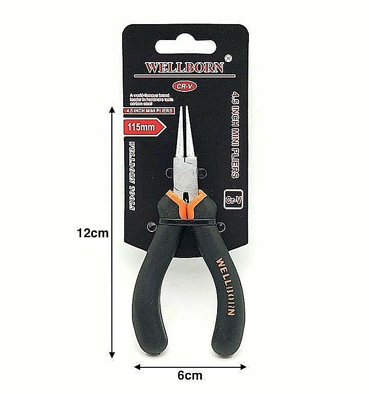 Mini Pinza Universale con Punta Tonda 115 mm Ergonomica Fabbro Elettricista Hmj