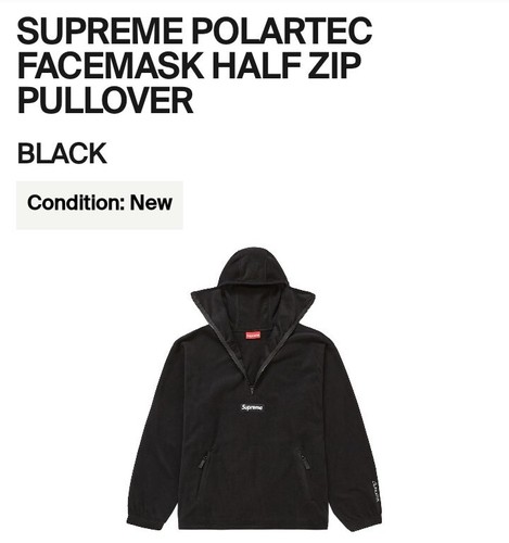 Size L - Supreme/Polartec Facemask Half Zip Pullover (Black)(FW22