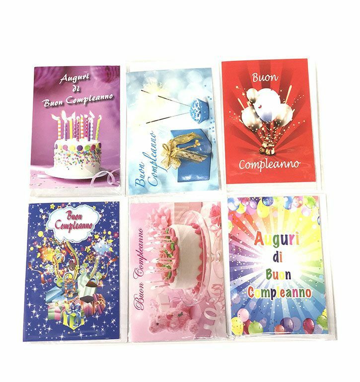 Set 36 Pezzi Biglietti Auguri Compleanno Fantasie Assortite hmj