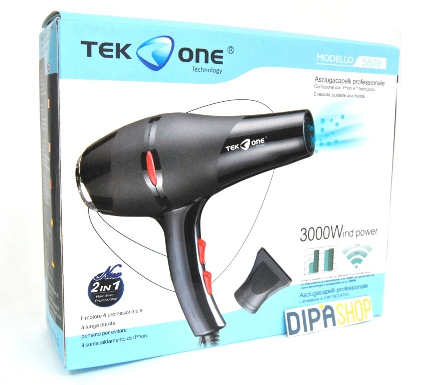 AsciugaCapelli Phon TeKone 5809 Professionale 2in1 Beccucci 2 Velocità 3000W hsb