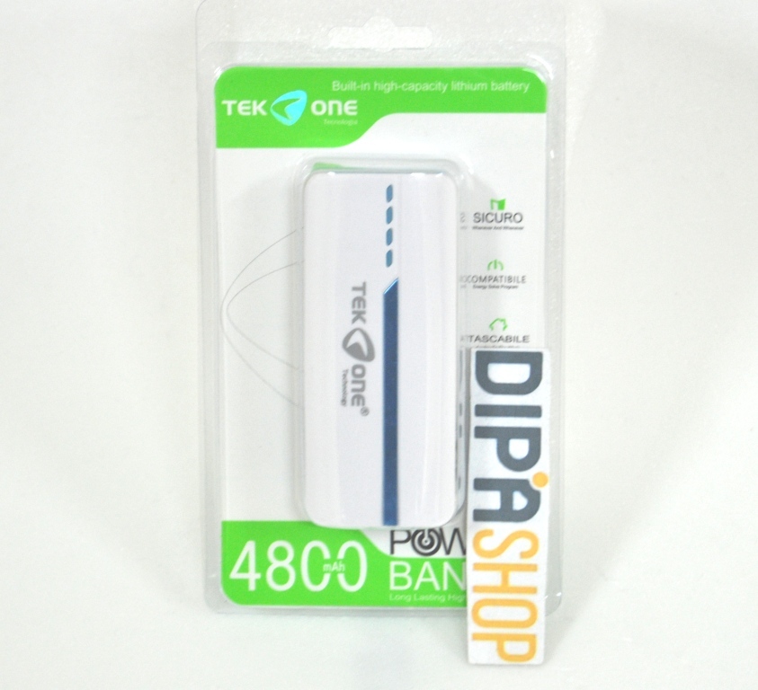 Batteria Esterna Power Bank Portatile TekOne 4800mah Smartphone Bianca Blu hsb