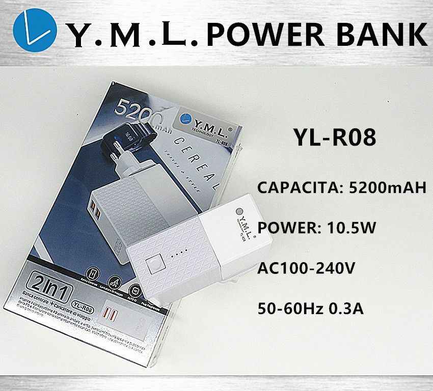 Power Bank Batteria Portatile Ricaricabile YL-R08 5200mah Smartphone mar