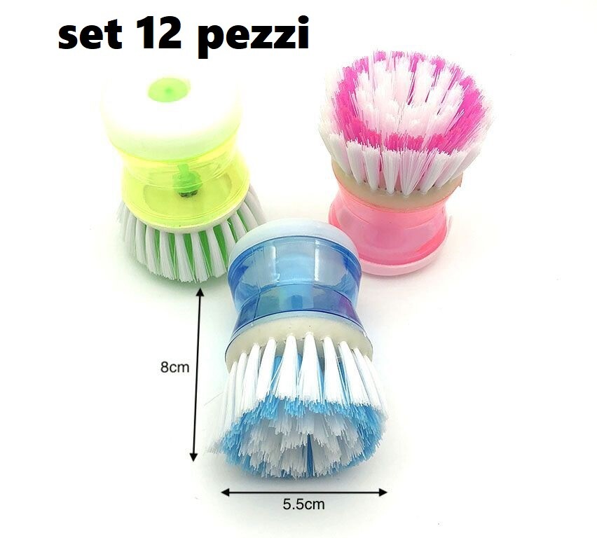 Set 12 Pz Dispenser Sapone Detersivo Dosatore Lava Stoviglie Spazzola Piatti hmj