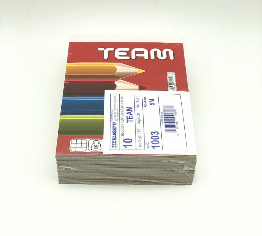 Set 10 Block Notes A Quadretti A5 15x21cm 50 Fogli Blocco Appunti hmj