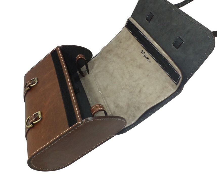 Fits Royal Enfield 350 Antique Brown Leather Saddle Bag & Front Rear Seat  