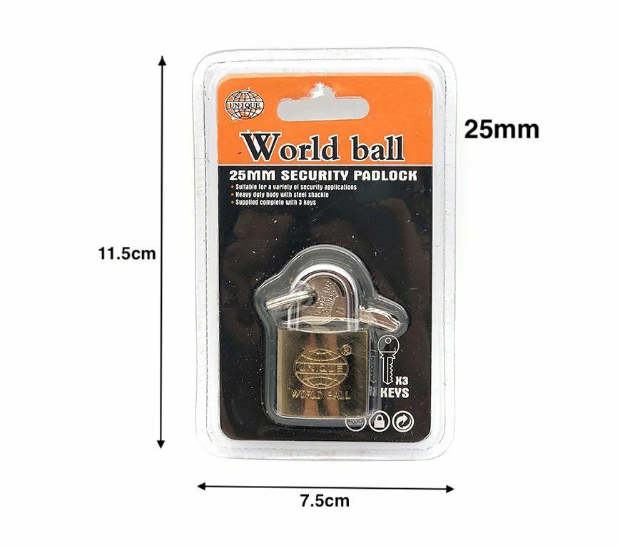 Lucchetto Ad Arco In Acciaio Sicurezza Catenaccio Antifurto 3 Chiavi 25mm hmj