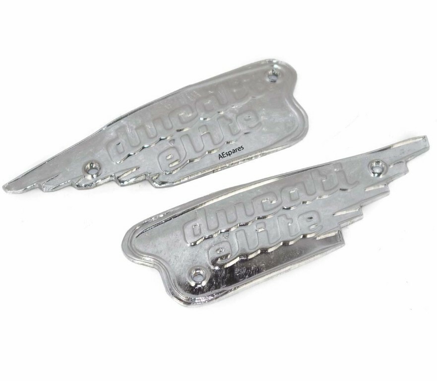 Fuel Tank Badge Emblem Set Steel Chrome Fits Ducati Elite 200cc 1959-65  