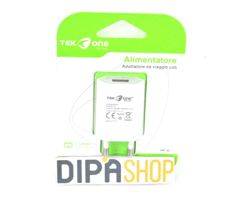 Adattatore Alimentatore Da Rete TeKone J6 Caricabatteria Usb 1.5A Bianco hsb