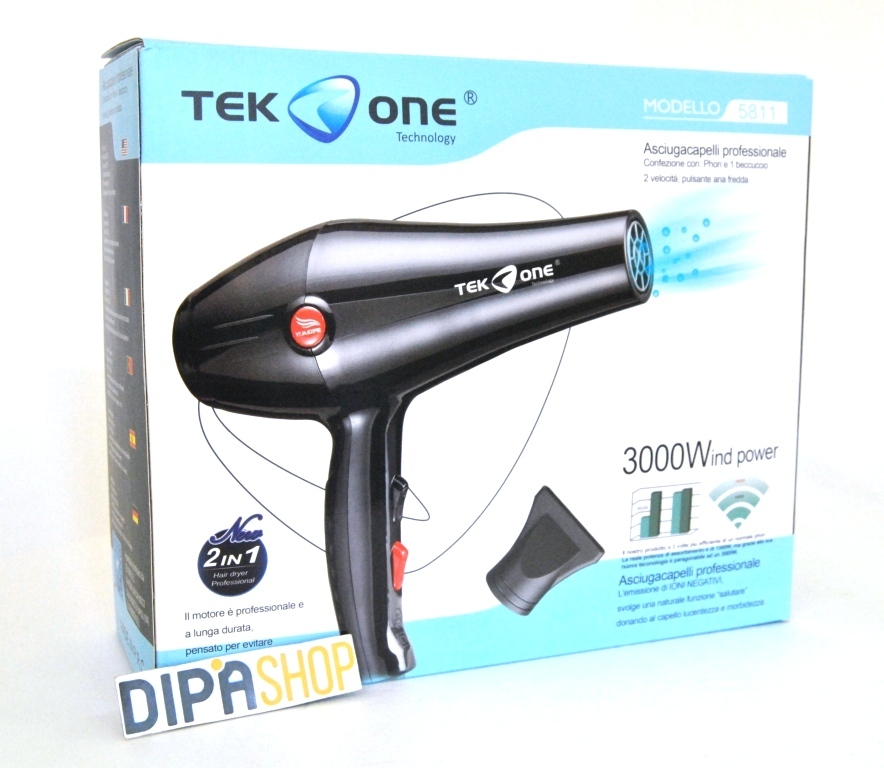 AsciugaCapelli Phon TeKone 5811 Professionale 2in1 Beccucci 2 Velocità 3000W hsb