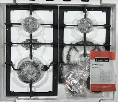 Magic Chef 24" Stainless Steel Gas Cooktop Electronic Ignition 4 Burners MCSTG24