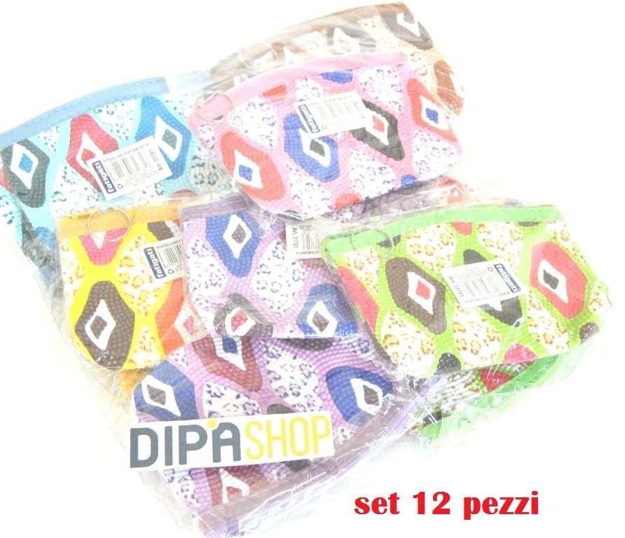 Set 12 Pezzi Borsellino PortaMonete Porta Monete Donna Zip Cerniera 14x10cm moc