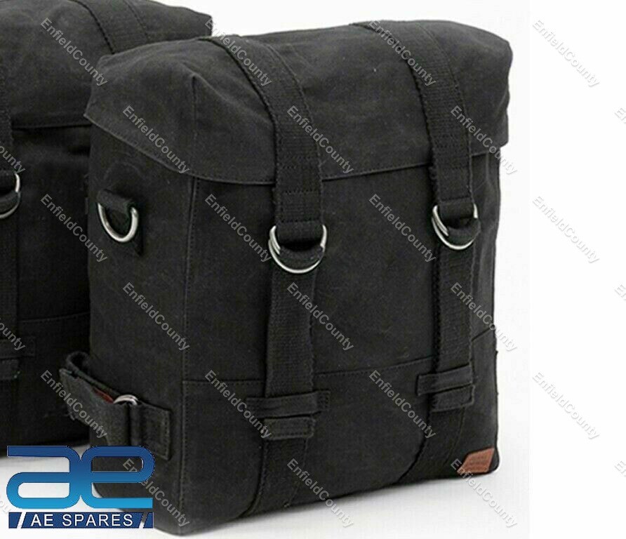 For Royal Enfield Classic 350 500 Military Pannier Set With Black Bags & Fitting 