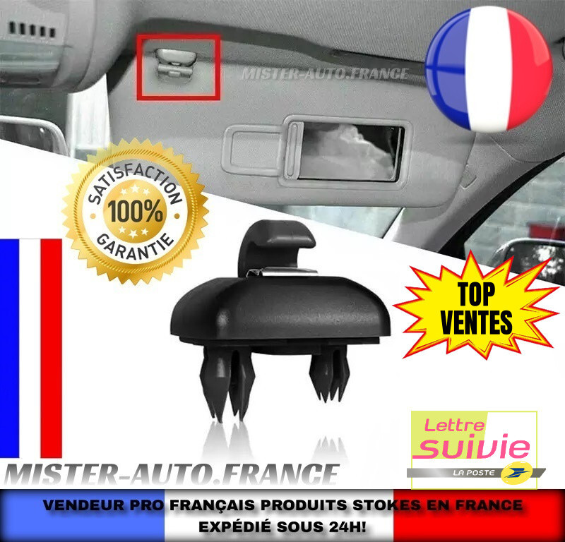 Clip Crochet Fixation Pare Soleil âAudi A1 A3  A4  A5  Q3 Q5 Tt 8u0857562a Noir