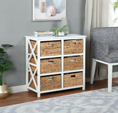 eHemco 3 Tier X-side End Table/Cabinet Storage with 6 Baskets (Collectible)