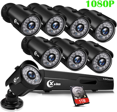XVIM 8CH 1080P Security Camera System Outdoor with 1TB Hard Drive