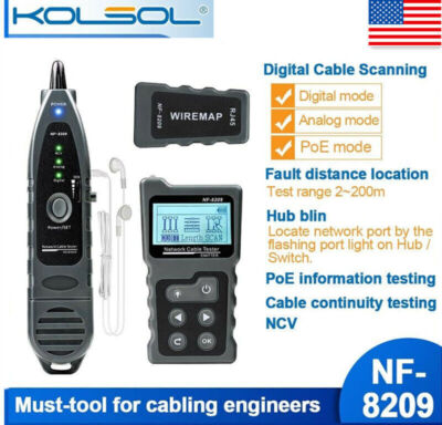 NF-8209 Network Cable Tester LAN CAT5,CAT6 POE Checker Ethernet Wire Tracker USA