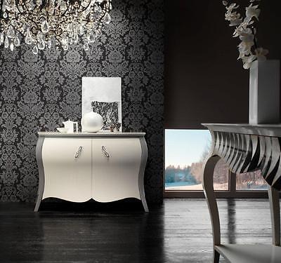 CREDENZA BOMBATA 2 PORTE LACCATA  BIANCO  GRIGIO.