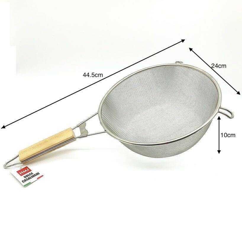 Colino Cucina Inox Manico Legno Passino Pasticceria Filtrare Setaccio 24cm hmj
