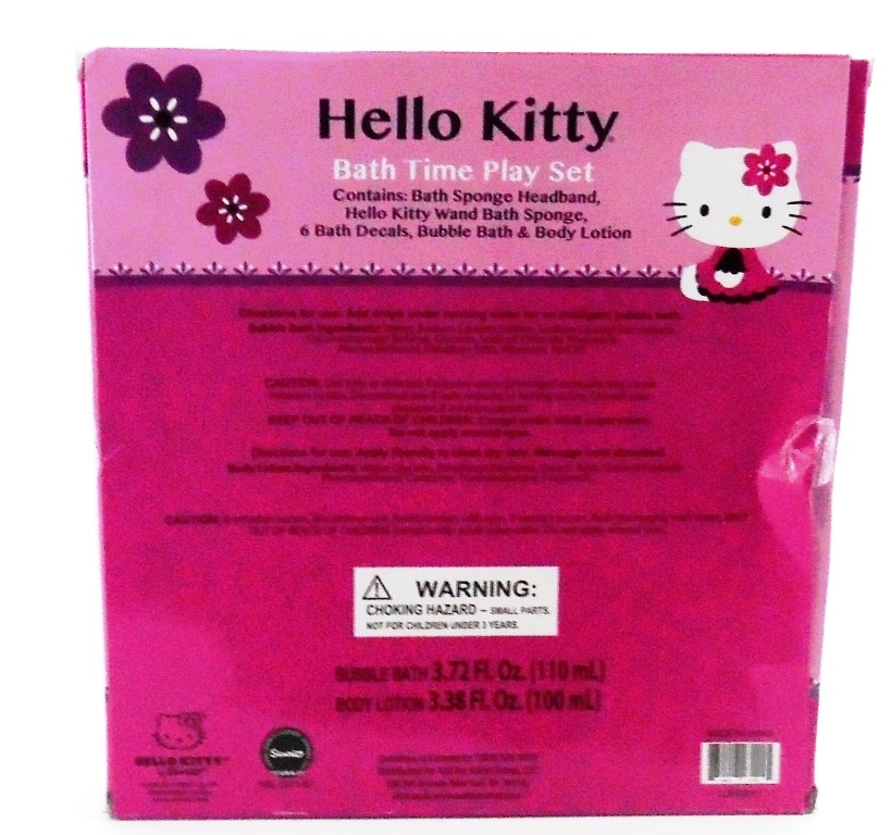 Hello Kitty Bath Time Play Set Bath Sponge Headband, Wand, Bubble Bath & More..