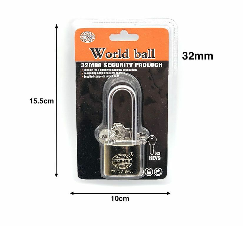 Lucchetto Ad Arco Alto Acciaio Sicurezza Catenaccio Antifurto 3 Chiavi 32mm hmj