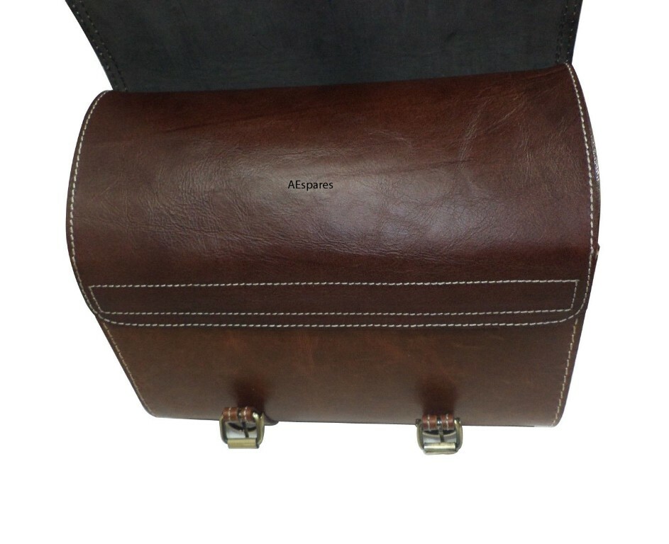 Fits Royal Enfield 350 Antique Brown Leather Saddle Bag & Front Rear Seat  